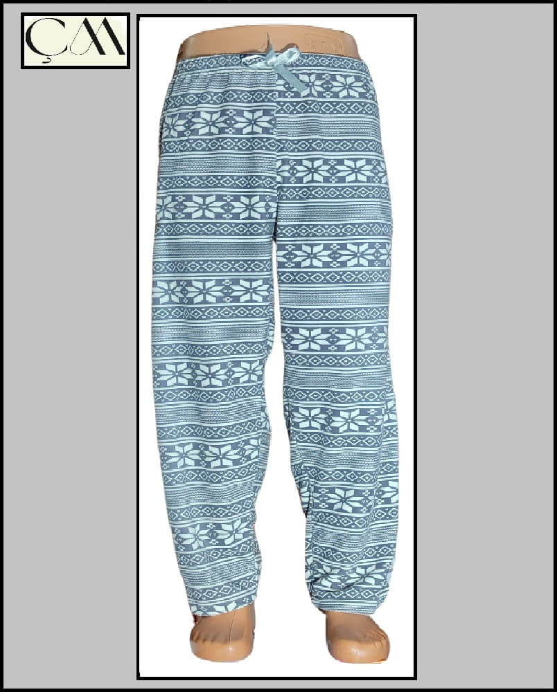 Estiva Bayan Kadife Kumaş Cepli Pijama Alt Battal