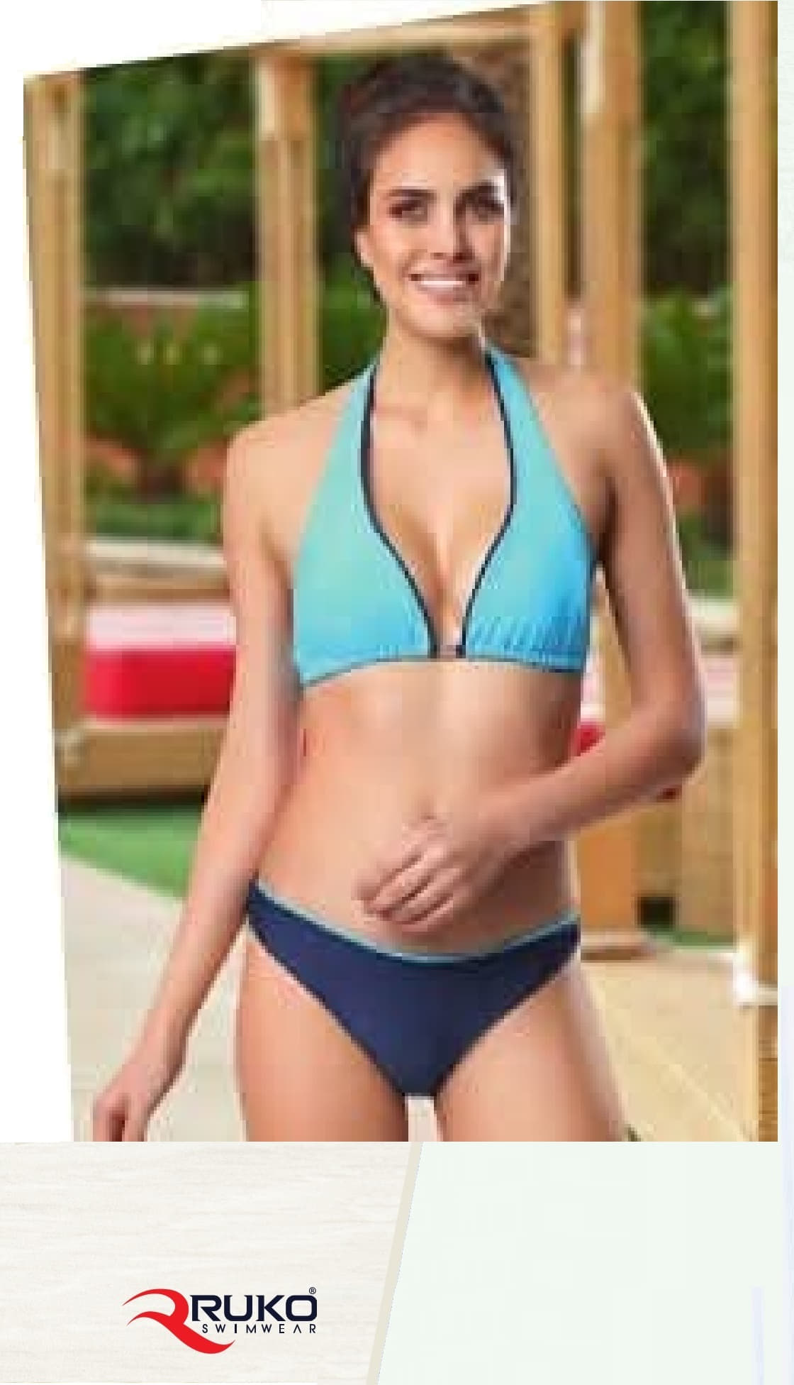 Ruko (Su İtiçi Ve Çabuk Kuruyan) Kumaş Boyun ve Sırttan Bağlama Üçgen Bikini
