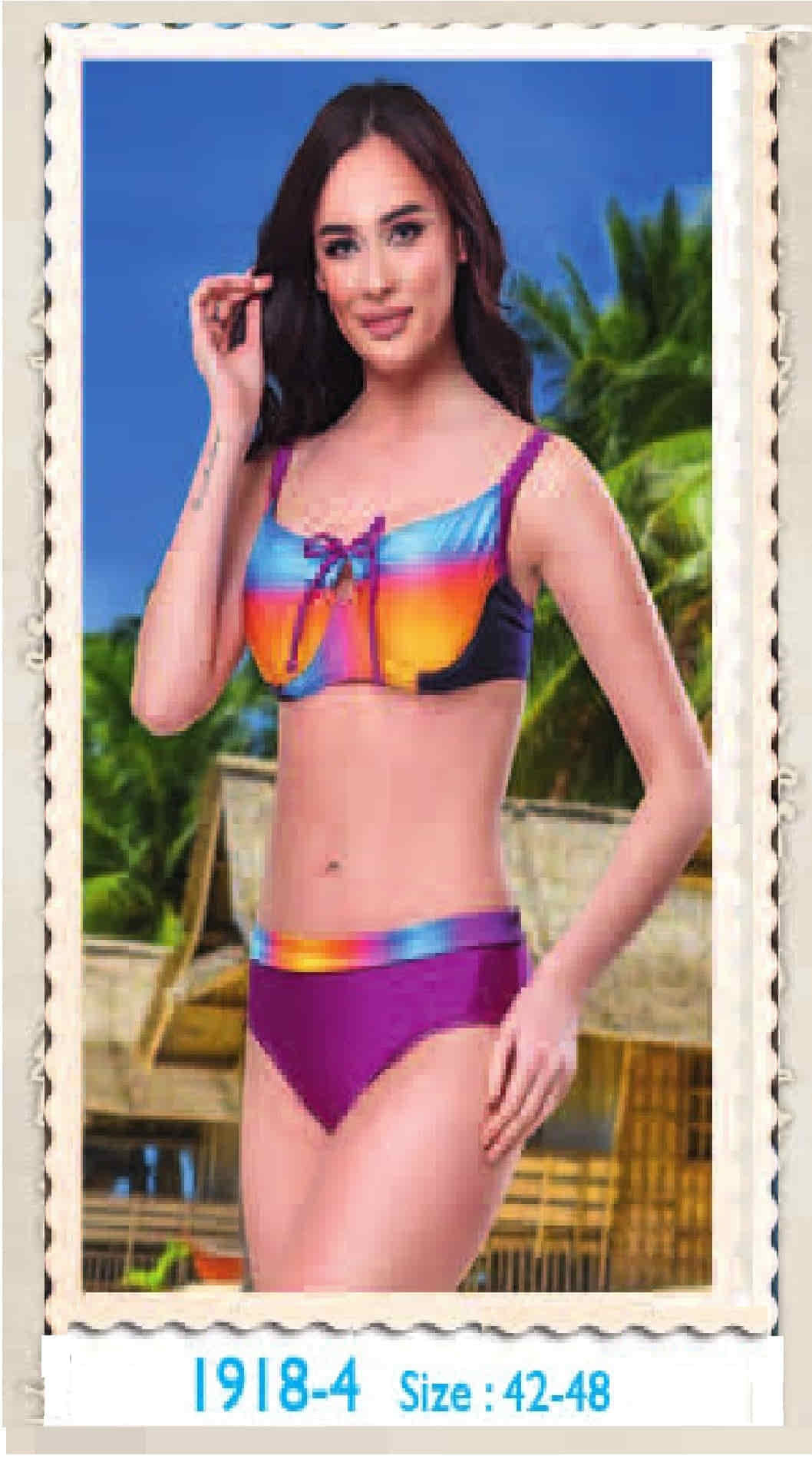 Ruko Büyük Beden Likra (Su İtiçi Ve Çabuk Kuruyan) Kumaş Yüksek Bel Toparlayıcı Bikini