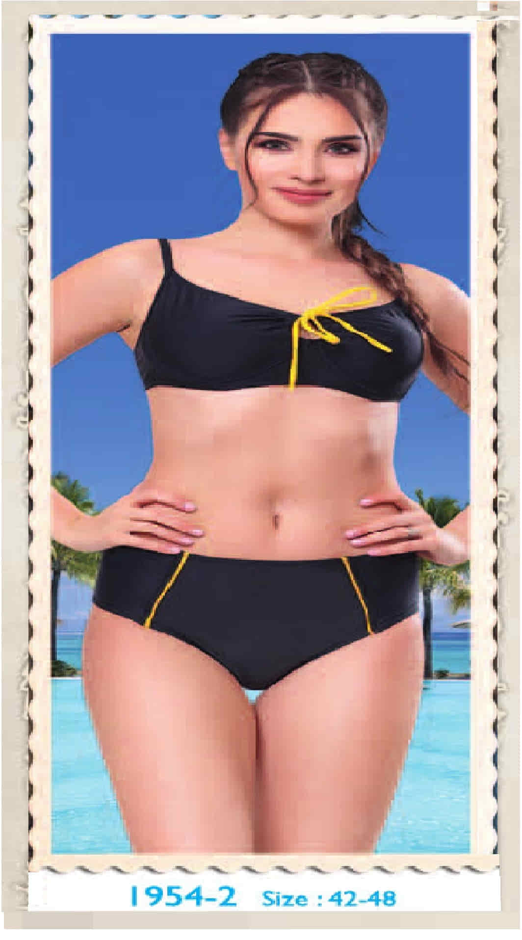 Ruko Büyük Beden Likra (Su İtiçi Ve Çabuk Kuruyan) Kumaş Yüksek Bel Toparlayıcı Bikini