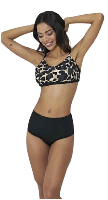 Ruko Büyük Beden Likra (Su İtiçi Ve Çabuk Kuruyan) Kumaş Toparlayıcı Yüksek Bel Bikini