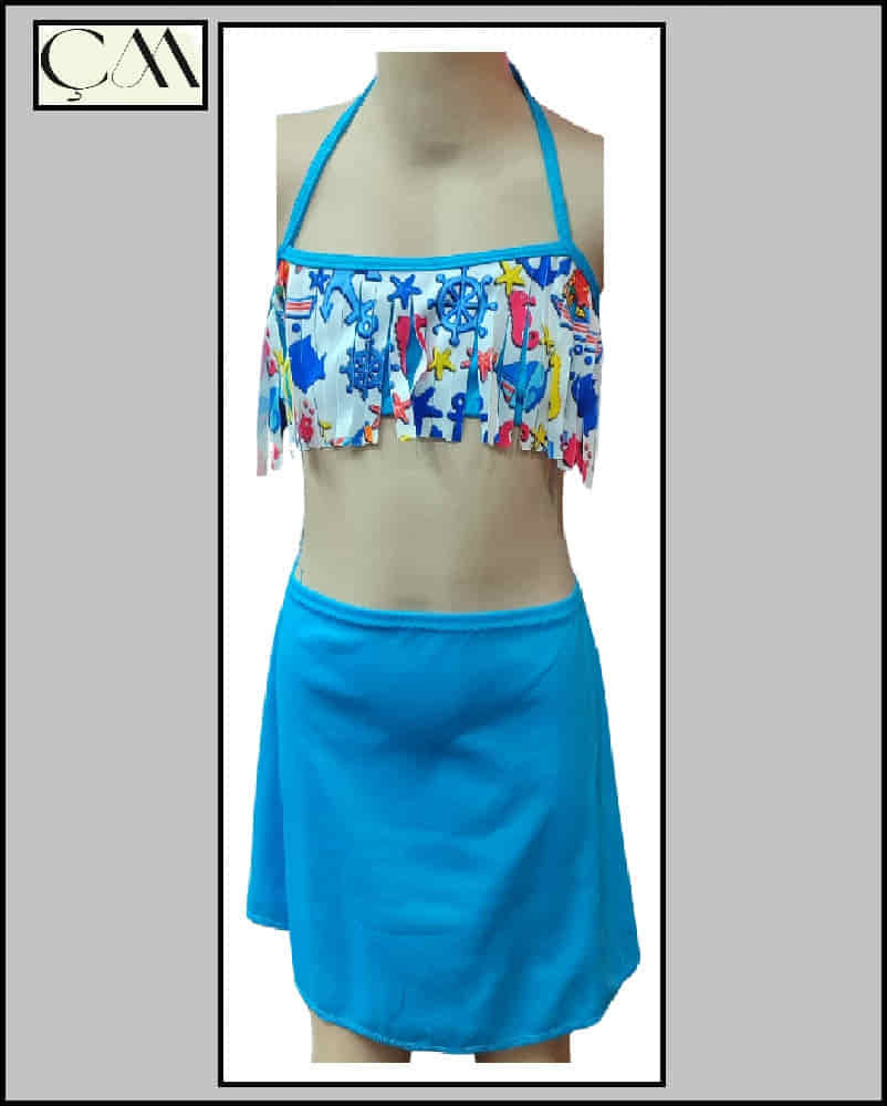 Argisa Çocuk Etekli Bikini Jarse Kumaş