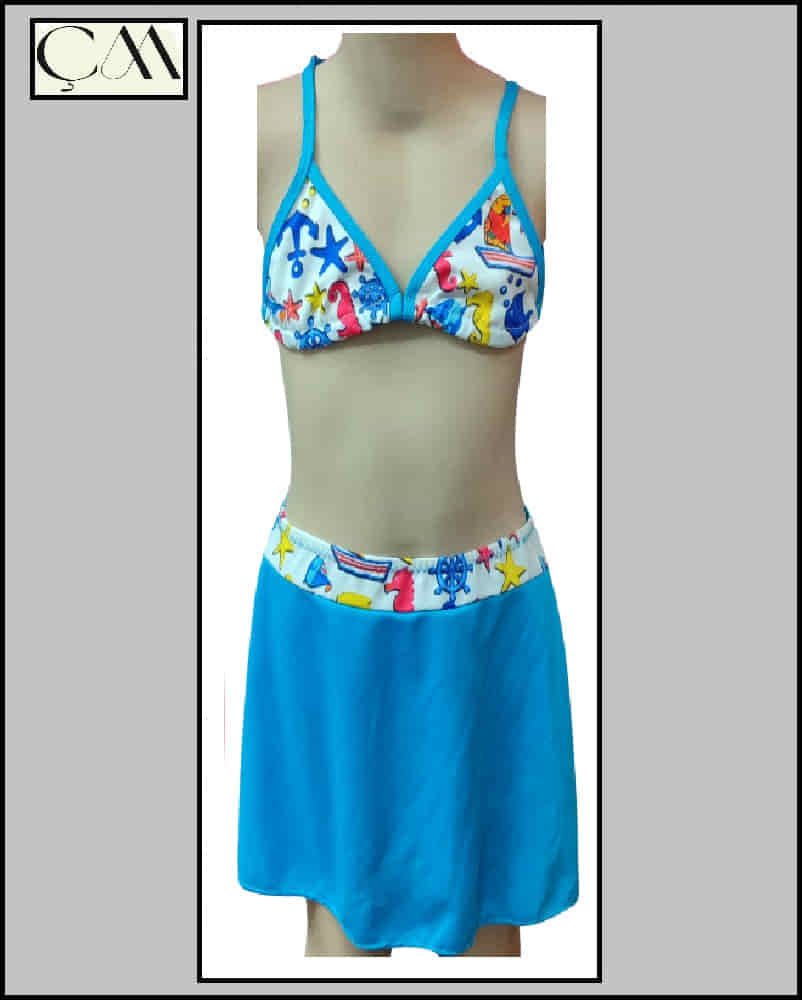 Argisa Çocuk Etekli Bikini Jarse Kumaş