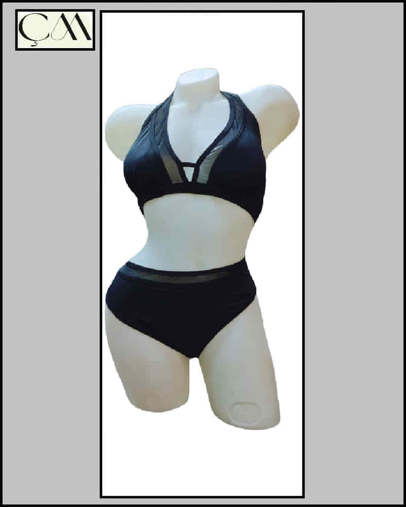 Argisa Likra (Su İtiçi Ve Çabuk Kuruyan) Kumaş Boyundan Bağlama Tüllü Bikini