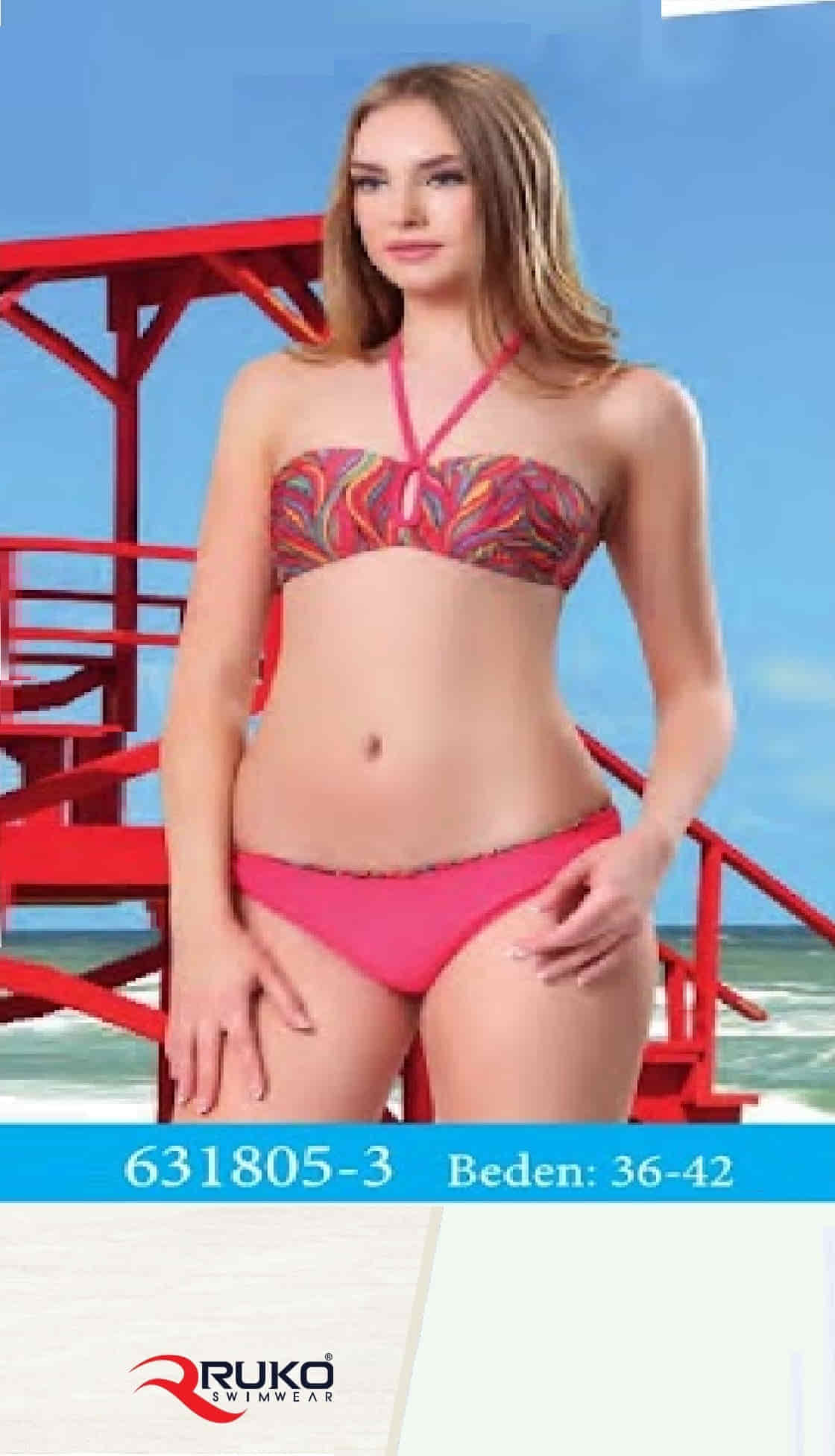 Ruko (Su İtiçi Ve Çabuk Kuruyan) Kumaş Boyundan Ve Sırttan Bağlama Boş Kap Bikini