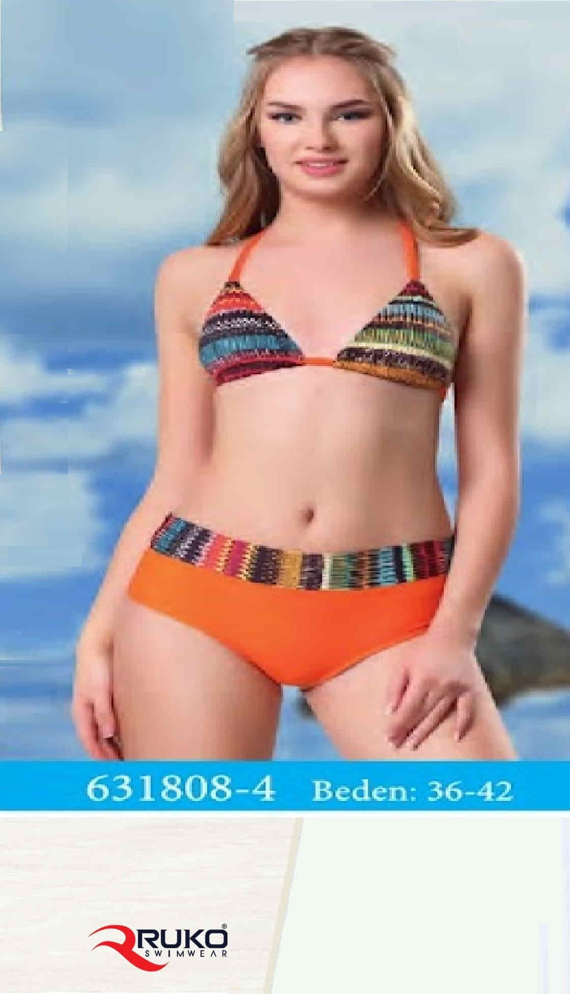Ruko (Su İtiçi Ve Çabuk Kuruyan) Kumaş İp Askılı Sırt ve Boyundan Bağlama Bikini
