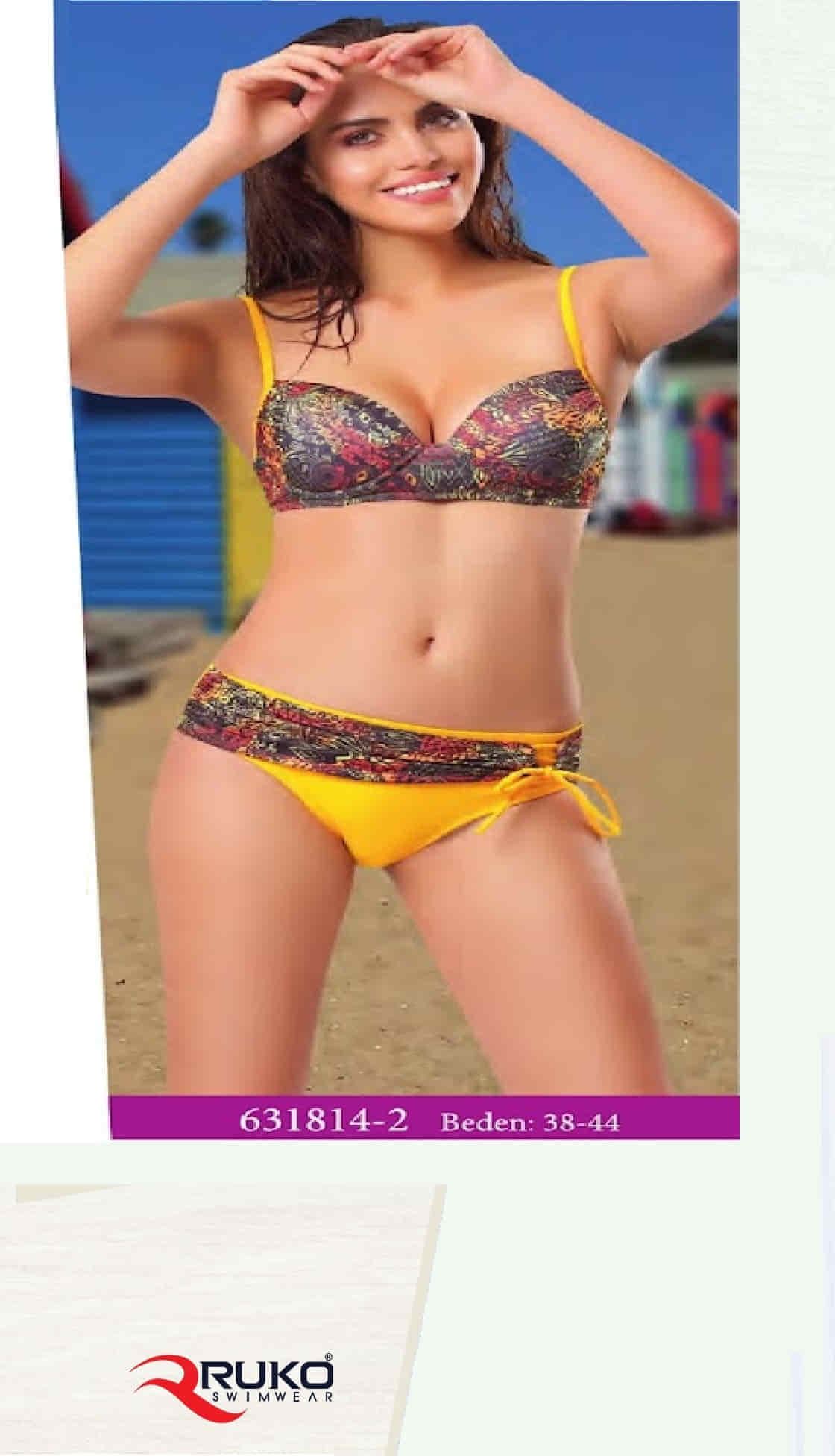 Ruko (Su İtiçi Ve Çabuk Kuruyan) Kumaş Balenli Boş Kaplı Bikini