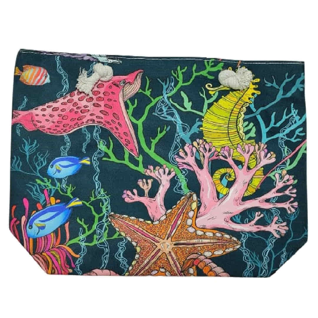 Plaj Çantası Büyük Boy (54Cm X 35Cm X 16Cm) Fermuarlı Astarlı Cepli