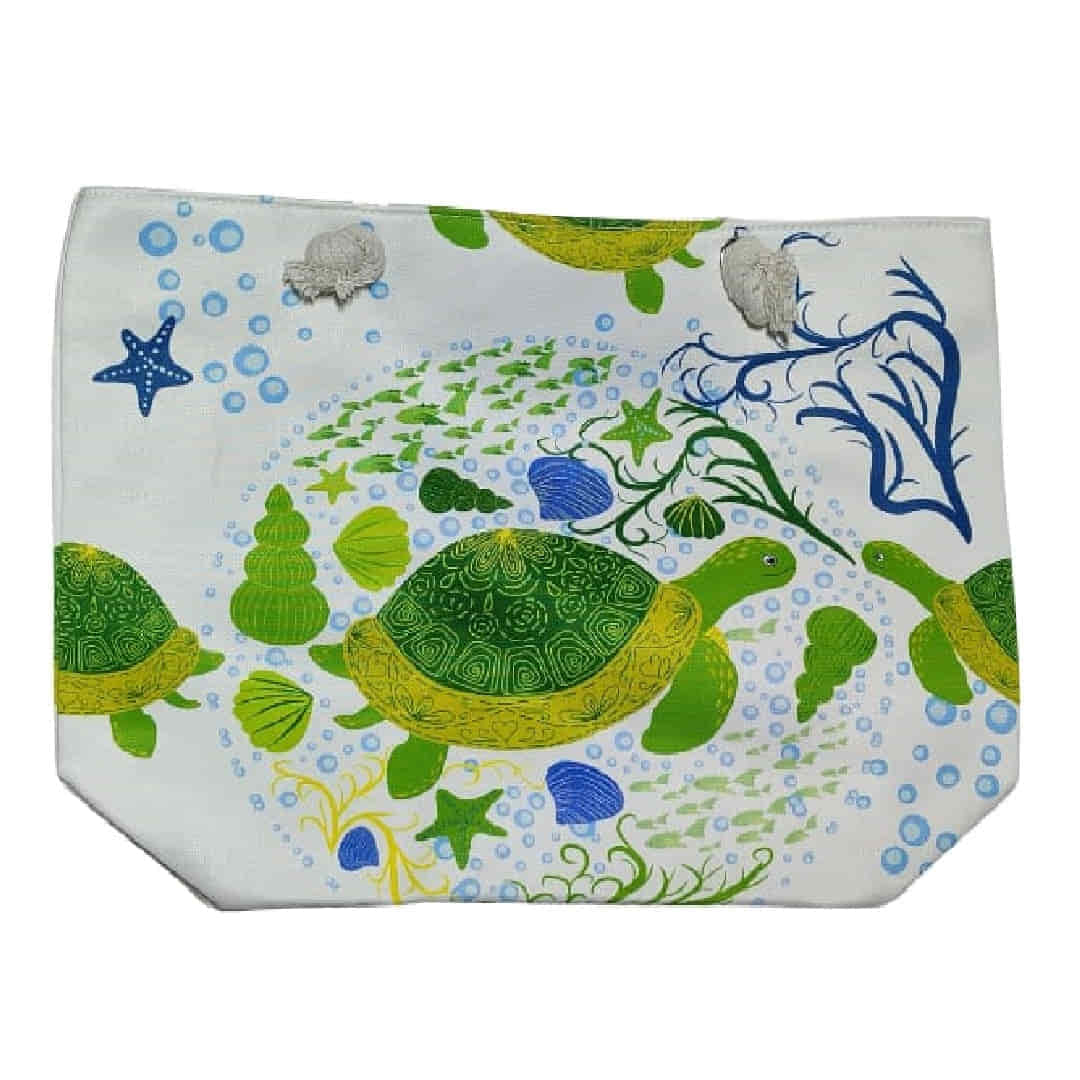 Plaj Çantası Büyük Boy (54Cm X 35Cm X 16Cm) Fermuarlı Astarlı Cepli