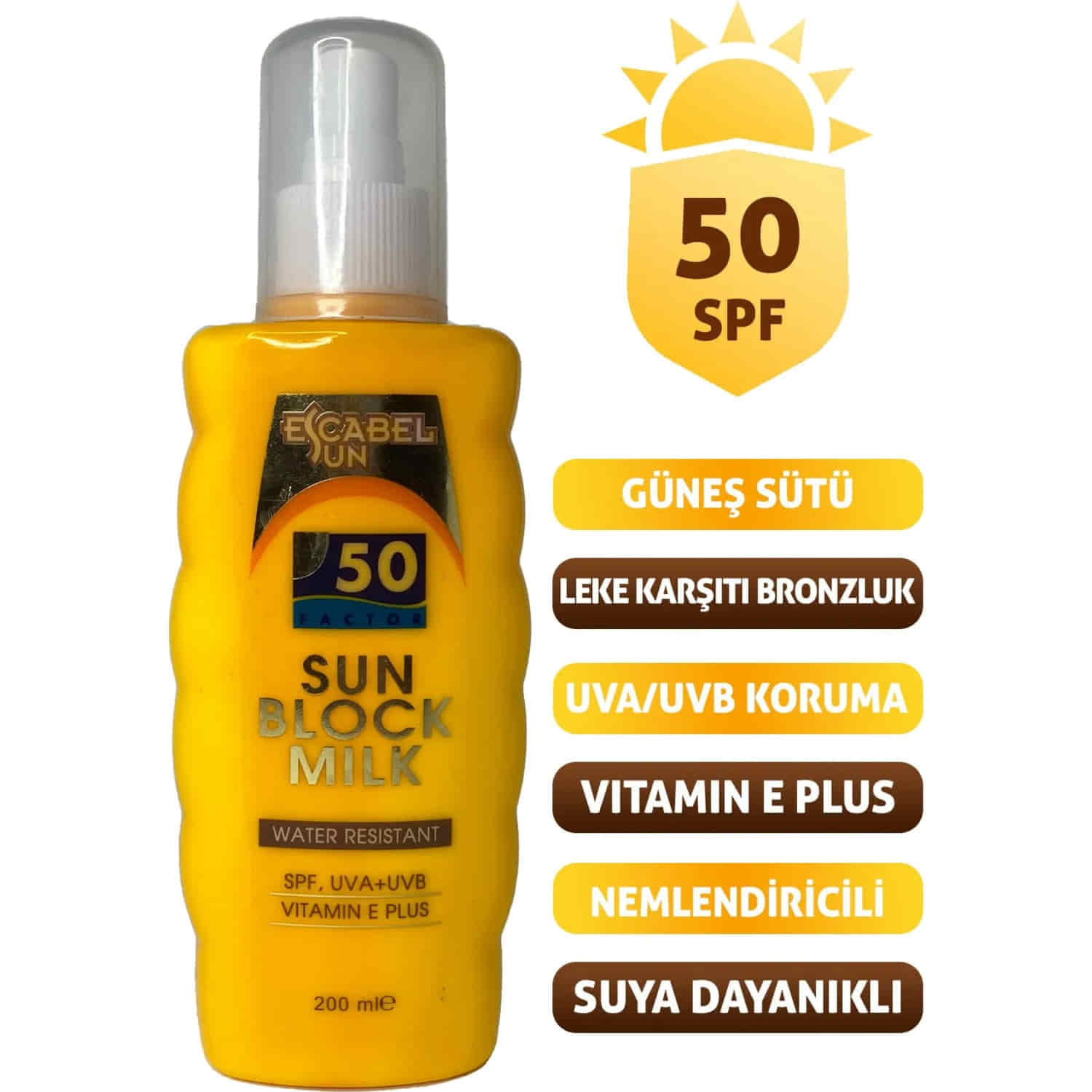 Escabel Güneş Kremi 200Ml 50+ Factor Sun Block Milk